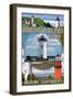 Martha's Vineyard - Lighthouses Montage-Lantern Press-Framed Art Print