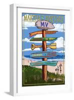 Martha's Vineyard, Massachusetts - Destination Sign-Lantern Press-Framed Art Print