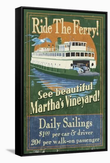 Martha's Vineyard, Massachusetts - Ferry Ride-Lantern Press-Framed Stretched Canvas