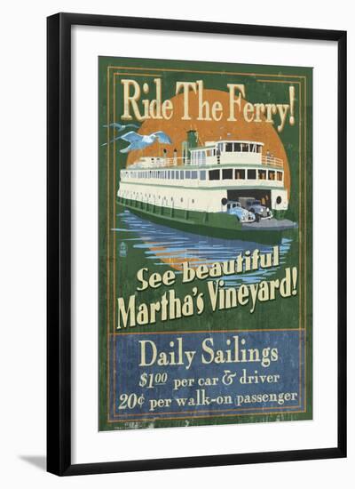 Martha's Vineyard, Massachusetts - Ferry Ride-Lantern Press-Framed Art Print