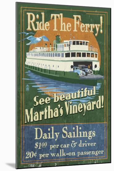 Martha's Vineyard, Massachusetts - Ferry Ride-Lantern Press-Mounted Art Print