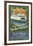 Martha's Vineyard, Massachusetts - Ferry Ride-Lantern Press-Framed Art Print