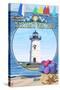 Martha's Vineyard - Montage Scenes-Lantern Press-Stretched Canvas