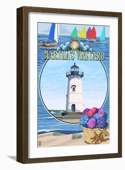 Martha's Vineyard - Montage Scenes-Lantern Press-Framed Art Print