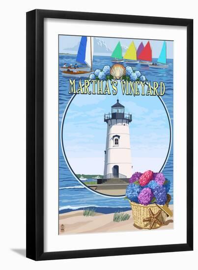 Martha's Vineyard - Montage Scenes-Lantern Press-Framed Art Print