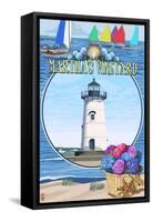 Martha's Vineyard - Montage Scenes-Lantern Press-Framed Stretched Canvas