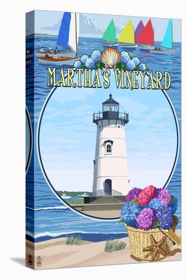 Martha's Vineyard - Montage Scenes-Lantern Press-Stretched Canvas