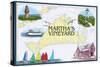Martha's Vineyard - Nautical Chart-Lantern Press-Stretched Canvas