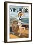 Martha's Vineyard - Sailing Pinup Girl-Lantern Press-Framed Art Print