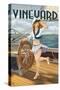 Martha's Vineyard - Sailing Pinup Girl-Lantern Press-Stretched Canvas