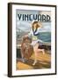 Martha's Vineyard - Sailing Pinup Girl-Lantern Press-Framed Art Print