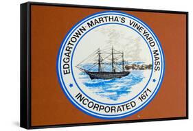 Marthas Vineyard Edgartown Official Town Sign Photo Poster Print-null-Framed Stretched Canvas