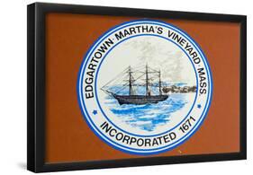 Marthas Vineyard Edgartown Official Town Sign Photo Poster Print-null-Framed Poster