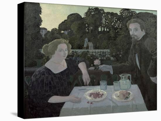 Marthe and Maurice Denis at Dusk, or the Dessert in the Garden, 1897-Maurice Denis-Stretched Canvas