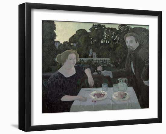 Marthe and Maurice Denis at Dusk, or the Dessert in the Garden, 1897-Maurice Denis-Framed Giclee Print