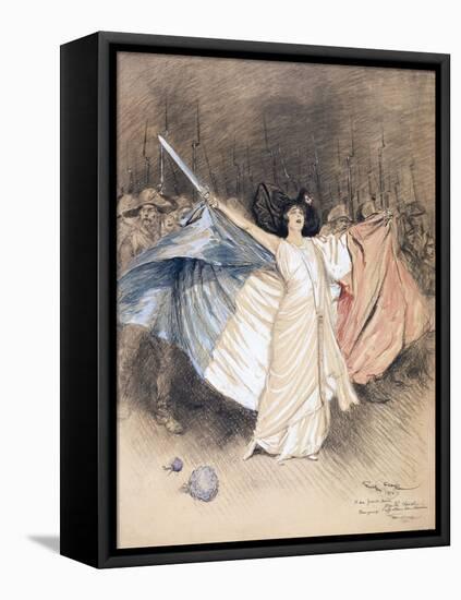 Marthe Chenal chantant la Marseillaise-Georges-Bertin Scott-Framed Stretched Canvas