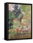 Marthe, Nono and Pierre in the Garden-Henri Lebasque-Framed Stretched Canvas