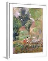 Marthe, Nono and Pierre in the Garden-Henri Lebasque-Framed Giclee Print