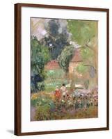 Marthe, Nono and Pierre in the Garden-Henri Lebasque-Framed Giclee Print