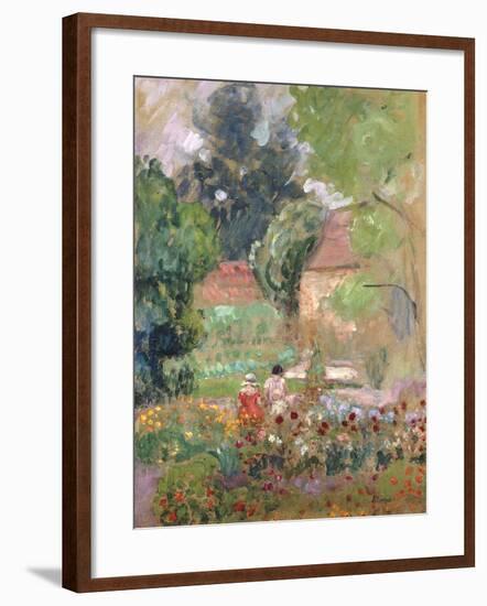 Marthe, Nono and Pierre in the Garden-Henri Lebasque-Framed Giclee Print