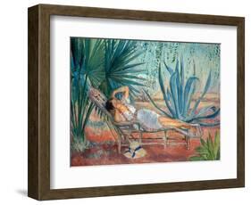 Marthe Taking a Break in a Deck Chair, Saint-Tropez, C. 1910-15-Henri Lebasque-Framed Giclee Print