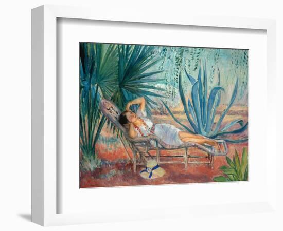 Marthe Taking a Break in a Deck Chair, Saint-Tropez, C. 1910-15-Henri Lebasque-Framed Giclee Print