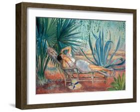 Marthe Taking a Break in a Deck Chair, Saint-Tropez, C. 1910-15-Henri Lebasque-Framed Giclee Print