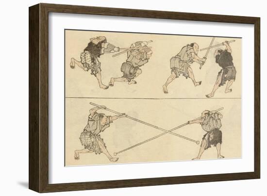 Martial Artists Fighting-Katsushika Hokusai-Framed Giclee Print