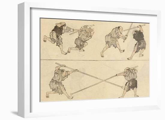 Martial Artists Fighting-Katsushika Hokusai-Framed Giclee Print