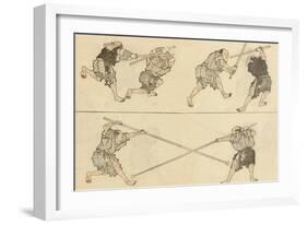 Martial Artists Fighting-Katsushika Hokusai-Framed Giclee Print