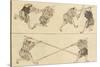 Martial Artists Fighting-Katsushika Hokusai-Stretched Canvas