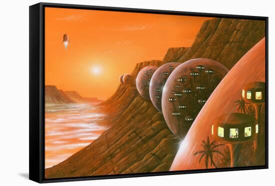 Martian Colony, Artwork-Richard Bizley-Framed Stretched Canvas