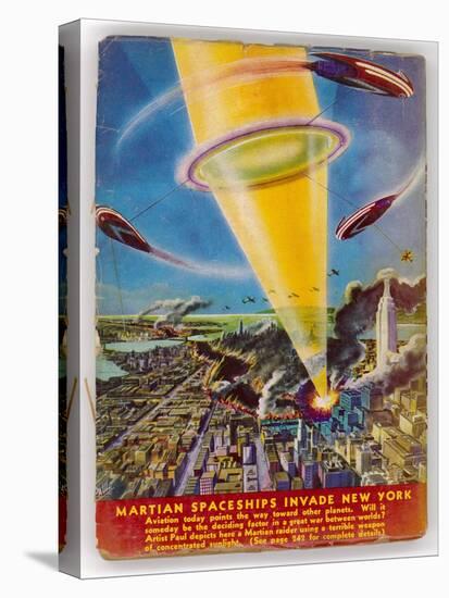 Martian Raiders Using a Terrible Weapon of Concentrated Sunlight Attack the City of New York-Frank R. Paul-Stretched Canvas