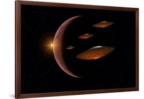 Martians Evacuating their Homeworld, Mars, in Flying Saucers-null-Framed Art Print