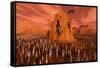 Martians Gathering around a Monument Dedicated to their Ancestors-null-Framed Stretched Canvas