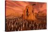 Martians Gathering around a Monument Dedicated to their Ancestors-null-Stretched Canvas