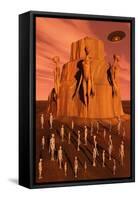 Martians Gathering around a Monument Dedicated to their Ancestors-null-Framed Stretched Canvas