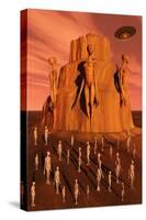 Martians Gathering around a Monument Dedicated to their Ancestors-null-Stretched Canvas