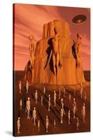 Martians Gathering around a Monument Dedicated to their Ancestors-null-Stretched Canvas