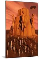 Martians Gathering around a Monument Dedicated to their Ancestors-null-Mounted Art Print