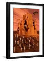 Martians Gathering around a Monument Dedicated to their Ancestors-null-Framed Art Print