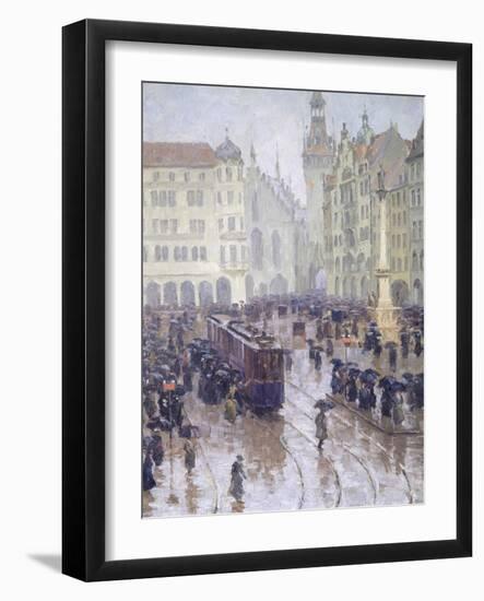 Martienplatz in Munich in the Winter of 1915, Germany 20th Century-Christian Conrad Parnemann-Framed Giclee Print