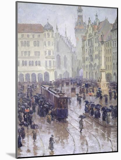 Martienplatz in Munich in the Winter of 1915, Germany 20th Century-Christian Conrad Parnemann-Mounted Giclee Print