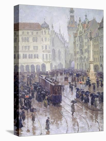 Martienplatz in Munich in the Winter of 1915, Germany 20th Century-Christian Conrad Parnemann-Stretched Canvas