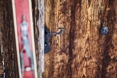 old wooden wall of hut, snowdrift, medium close-up, detail-Martin Ley-Framed Photographic Print