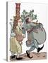 Martin Luther (1483-1546) and His Wife Katharina Von Bora (1499-1552). Caricature. Coloured-null-Stretched Canvas