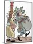 Martin Luther (1483-1546) and His Wife Katharina Von Bora (1499-1552). Caricature. Coloured-null-Mounted Giclee Print