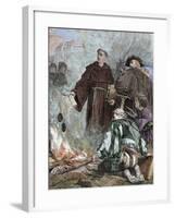 Martin Luther (1483-1546) Burning the Papal Bull Exsurge Domine of Pope Leo X.-Tarker-Framed Giclee Print