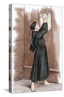 Martin Luther (1483-1546) Hanging His 95 Theses in Wittenberg, 1517-null-Stretched Canvas