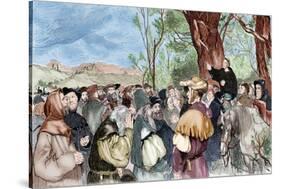 Martin Luther (1483-1546) Preaching in Mora-null-Stretched Canvas